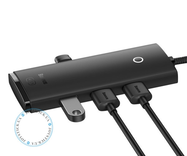 Хаб Розгалужувач BASEUS з USB A на USB 3.0 Мульти Адаптер 4в1 плюс Type-C порт живлення - подовжувач 100см - BS-OH013 HUB - Чорний